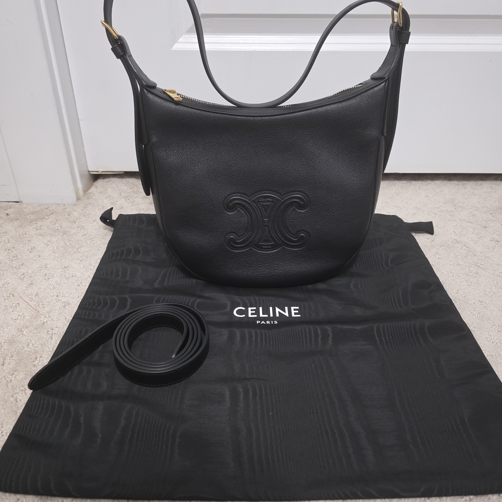 Celine Black Leather Shoulder Bag